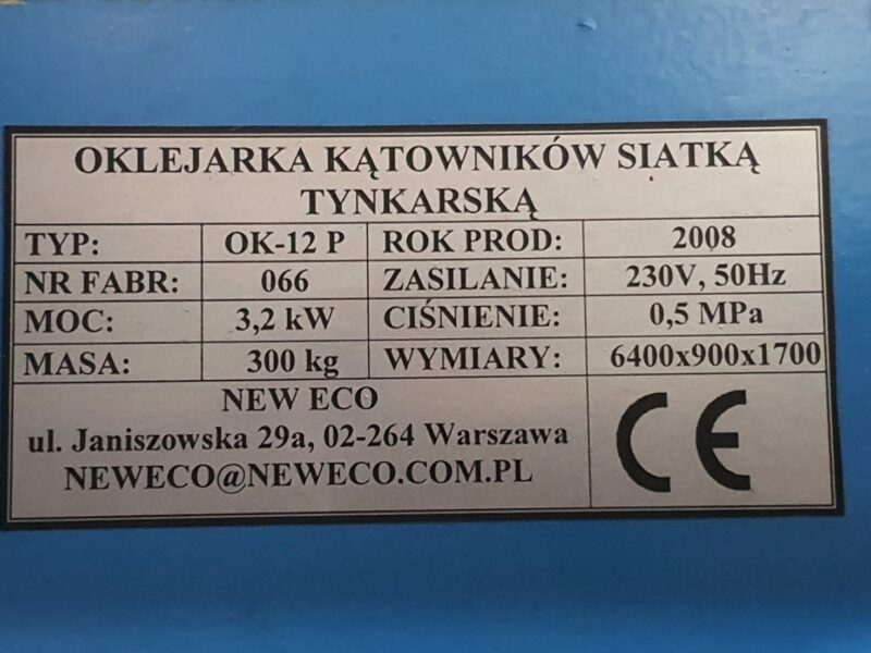 OKLEJARKA KĄTOWNIKÓW SIATKĄ Z WŁÓKNA SZKLANEGO TYP OK12