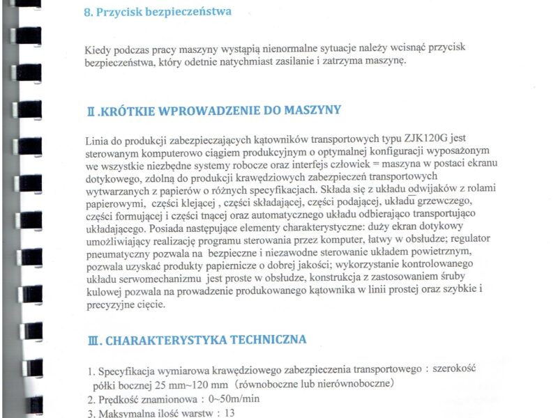 LINIA DO PRODUKCJI KĄTOWNIKÓW TEKTUROWYCH ZJK120G