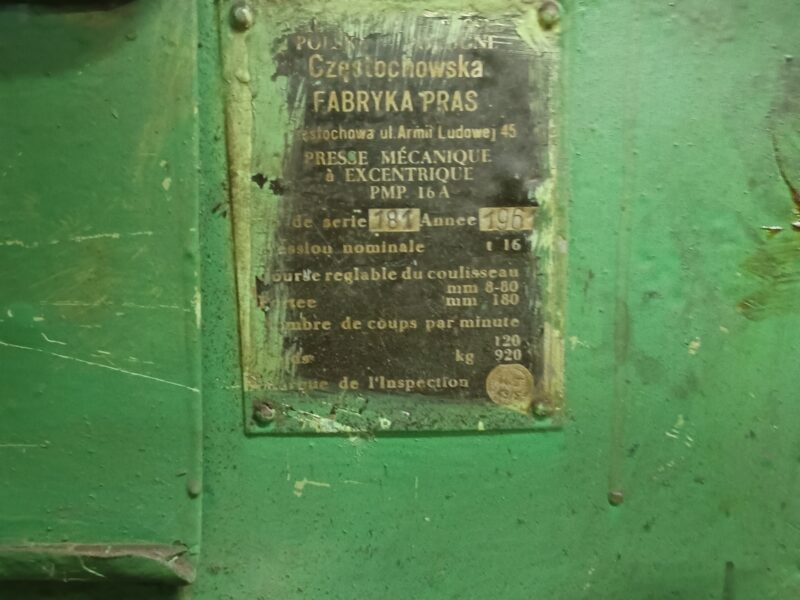 Prasa mimośrodowa mechaniczna z kołem bocznym PMP 16A