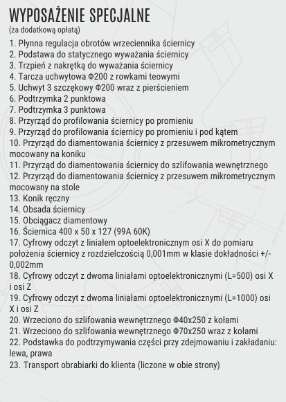 Szlifierka do wałków i otworów RUP-280B x 1000 – FMT Tarnów – Polska produkcja