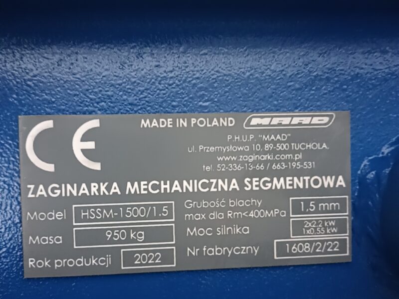 Zaginarka mechaniczna segmentowa ‘’MAAD’’