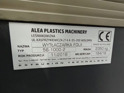 Ekstruder do tłoczenia foli jednowarstwowej