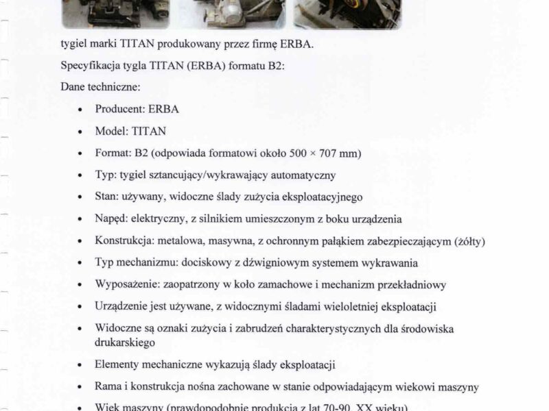Syndyk sprzeda ruchomości - sprzęt poligraficzny